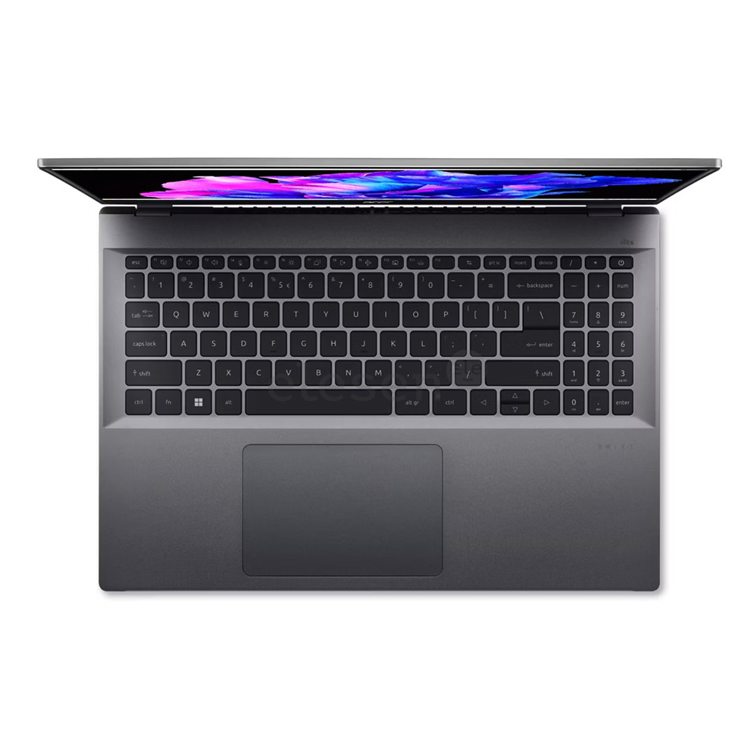 Acer Swift Go 16 OLED, 16", 3,2K, OLED, 120 Hz, Ultra 5, 32 GB, 512 GB, JAV, pilkas - Nešiojamasis kompiuteris