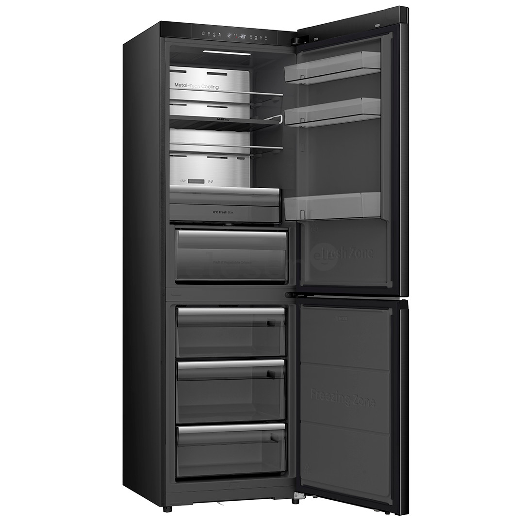 Hisense, NoFrost, 330 L, aukštis 186 cm, juodas - Šaldytuvas