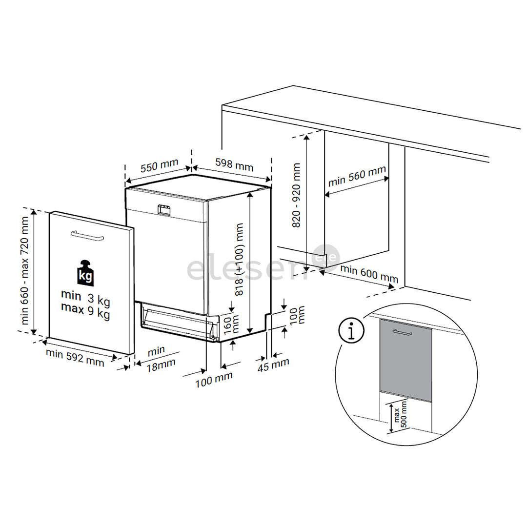 Beko, 13 комплектов посуды, ширина 59,8 см - Интегрируемая посудомоечная машина