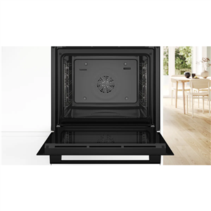 Bosch Series 4, garų funkcija, 71 L, juoda - Įmontuojama orkaitė