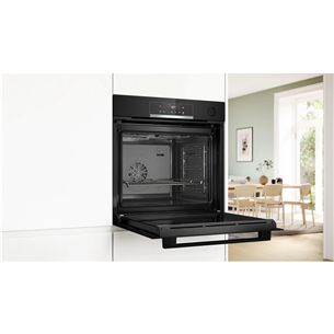 Bosch Series 4, garų funkcija, 71 L, juoda - Įmontuojama orkaitė