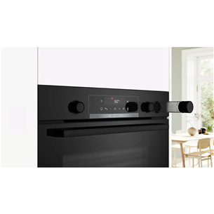 Bosch Series 4, garų funkcija, 71 L, juoda - Įmontuojama orkaitė