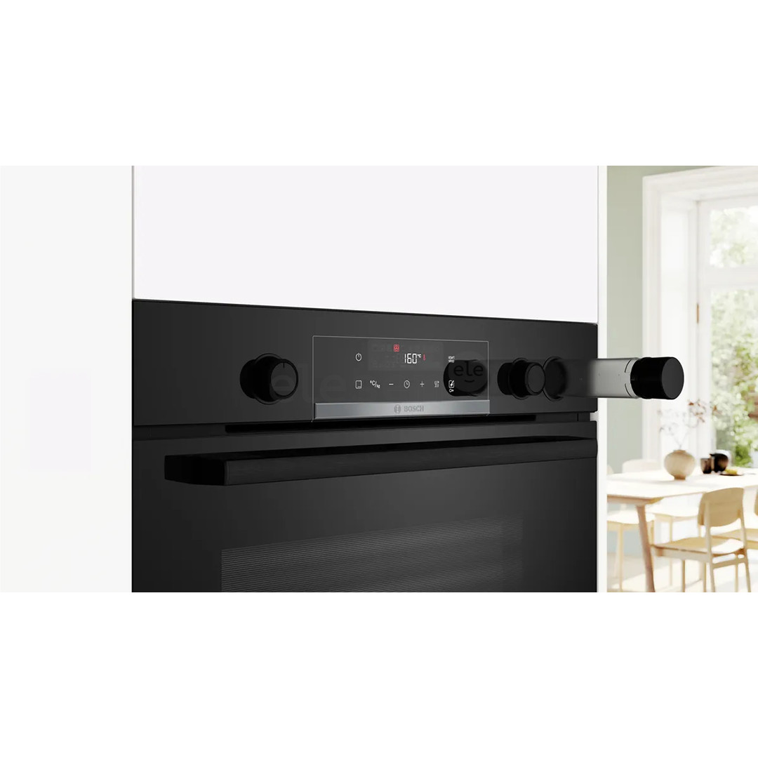 Bosch Series 4, garų funkcija, 71 L, juoda - Įmontuojama orkaitė