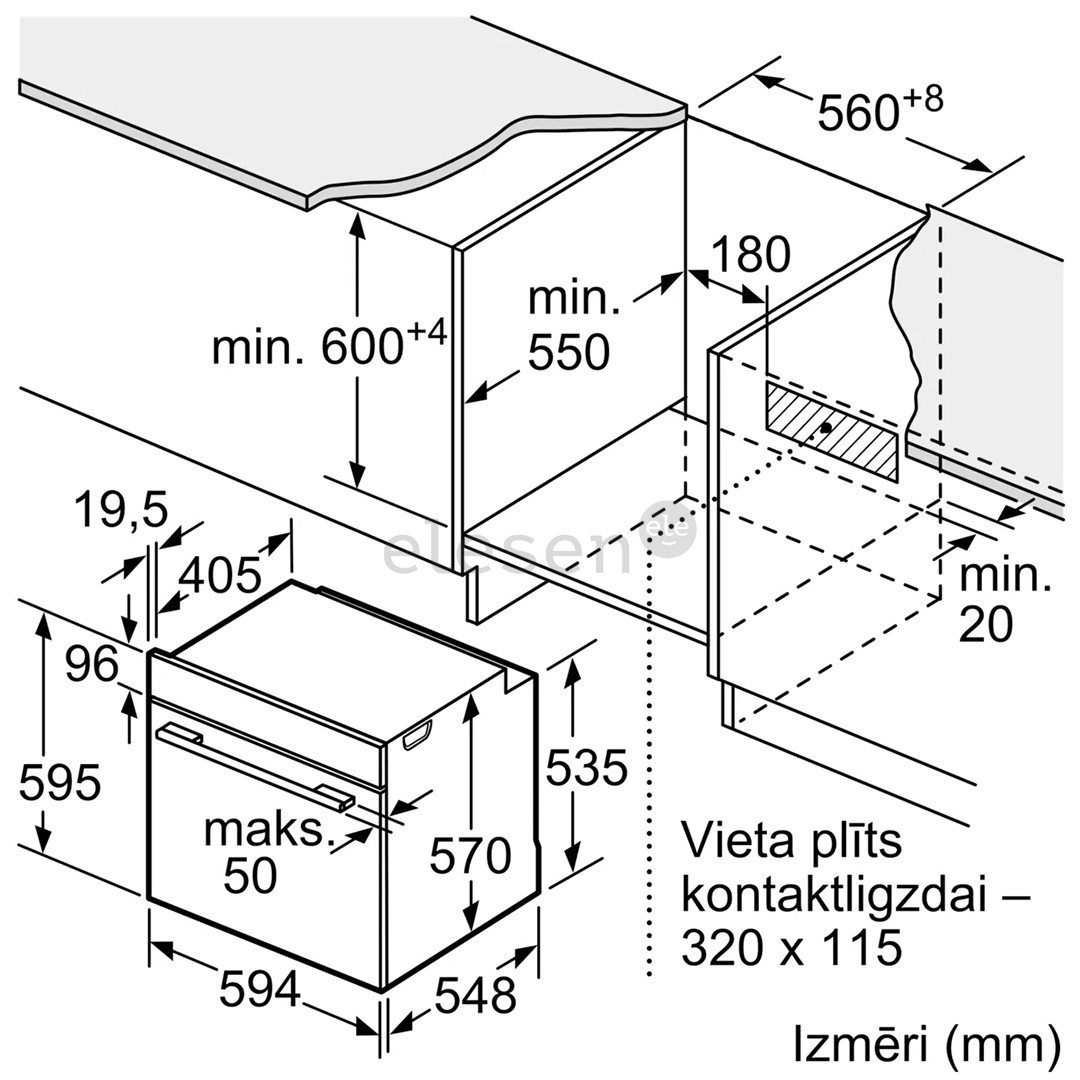 Bosch, 71 L, pirolitinis valymas, juoda - Įmontuojama orkaitė