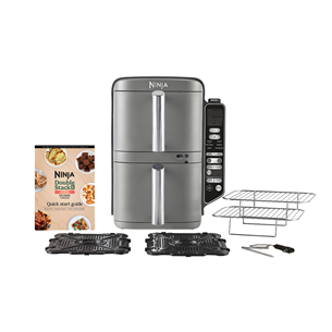 Ninja Double Stack XL 9.5L, 2470 W, pilka - Karšto oro gruzdintuvė su termometru