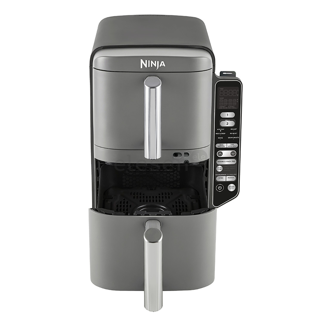 Ninja Double Stack XL 9.5L, 2470 W, pilka - Karšto oro gruzdintuvė su termometru