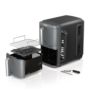 Ninja Double Stack XL 9.5L, 2470 W, pilka - Karšto oro gruzdintuvė su termometru
