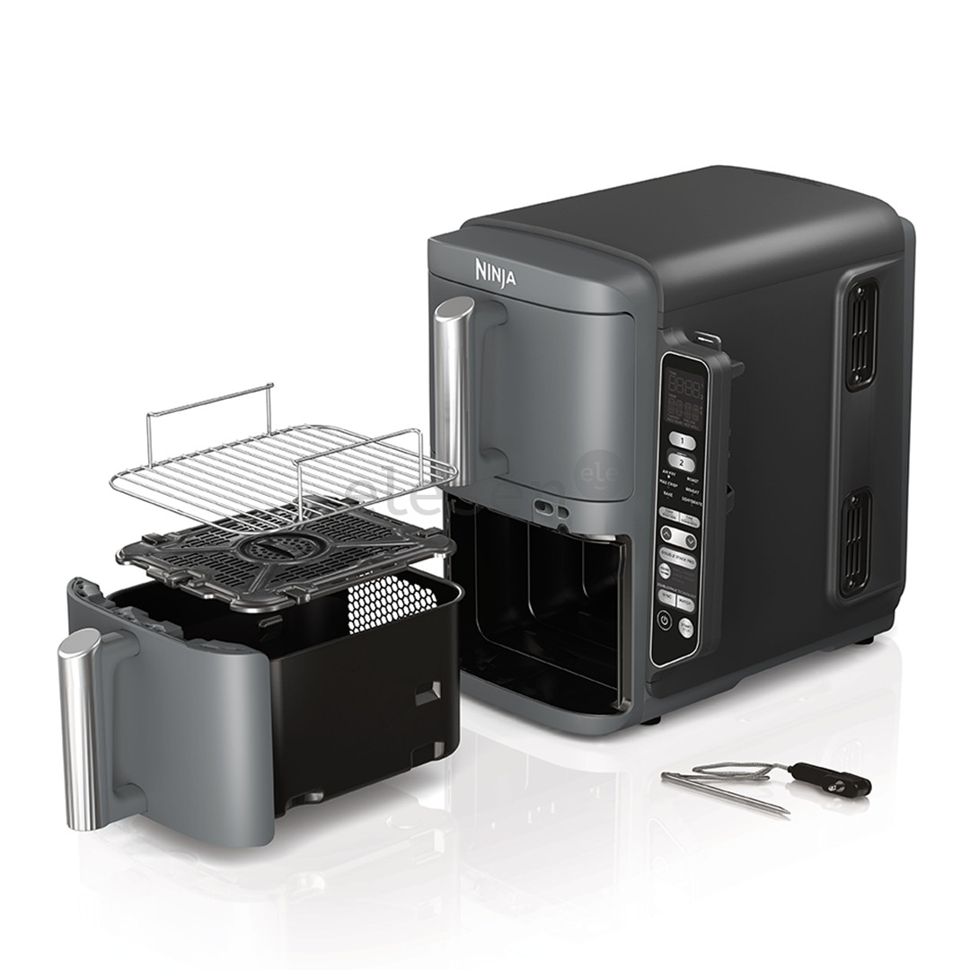 Ninja Double Stack XL 9.5L, 2470 W, pilka - Karšto oro gruzdintuvė su termometru