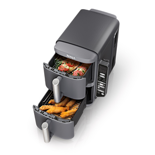 Ninja Double Stack XL 9.5L, 2470 W, pilka - Karšto oro gruzdintuvė su termometru