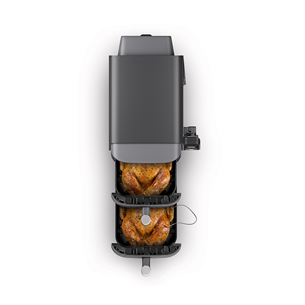 Ninja Double Stack XL 9.5L, 2470 W, pilka - Karšto oro gruzdintuvė su termometru