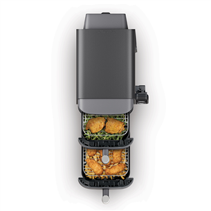 Ninja Double Stack XL 9.5L, 2470 W, pilka - Karšto oro gruzdintuvė su termometru