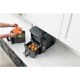 Ninja Double Stack XL 9.5L, 2470 W, pilka - Karšto oro gruzdintuvė su termometru