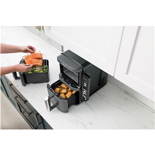 Ninja Double Stack XL 9.5L, 2470 W, pilka - Karšto oro gruzdintuvė su termometru