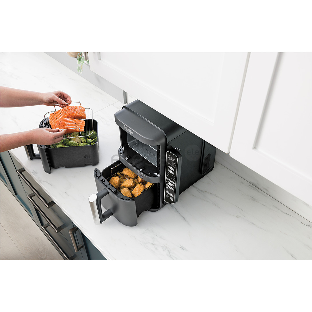 Ninja Double Stack XL 9.5L, 2470 W, pilka - Karšto oro gruzdintuvė su termometru