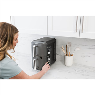 Ninja Double Stack XL 9.5L, 2470 W, pilka - Karšto oro gruzdintuvė su termometru