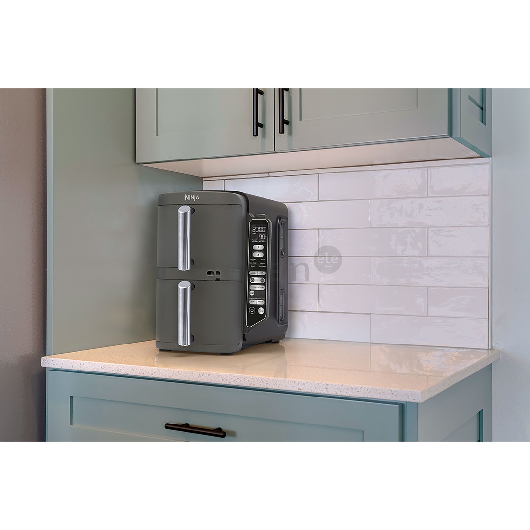 Ninja Double Stack XL 9.5L, 2470 W, pilka - Karšto oro gruzdintuvė su termometru
