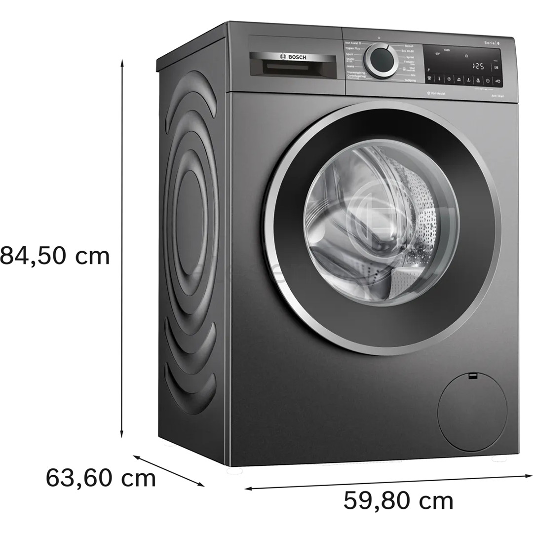 Bosch Series 6, 9 kg, depth 59 cm, 1400 rpm, grey - Front load washing machine