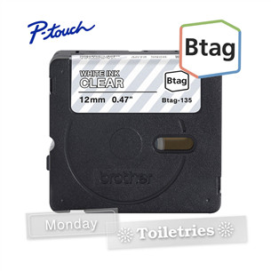 Brother Btag 135, 4m, white/transparent - Label tape