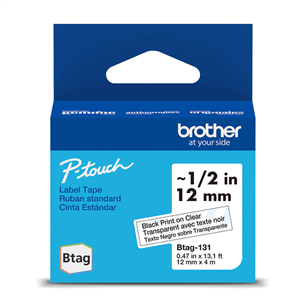 Brother Btag 131, 4m, juoda/skaidri - Etikečių juosta BTAG131