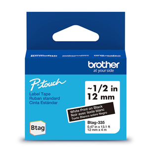 Brother Btag 335, 4m, balta/juoda- Etikečių juosta BTAG335