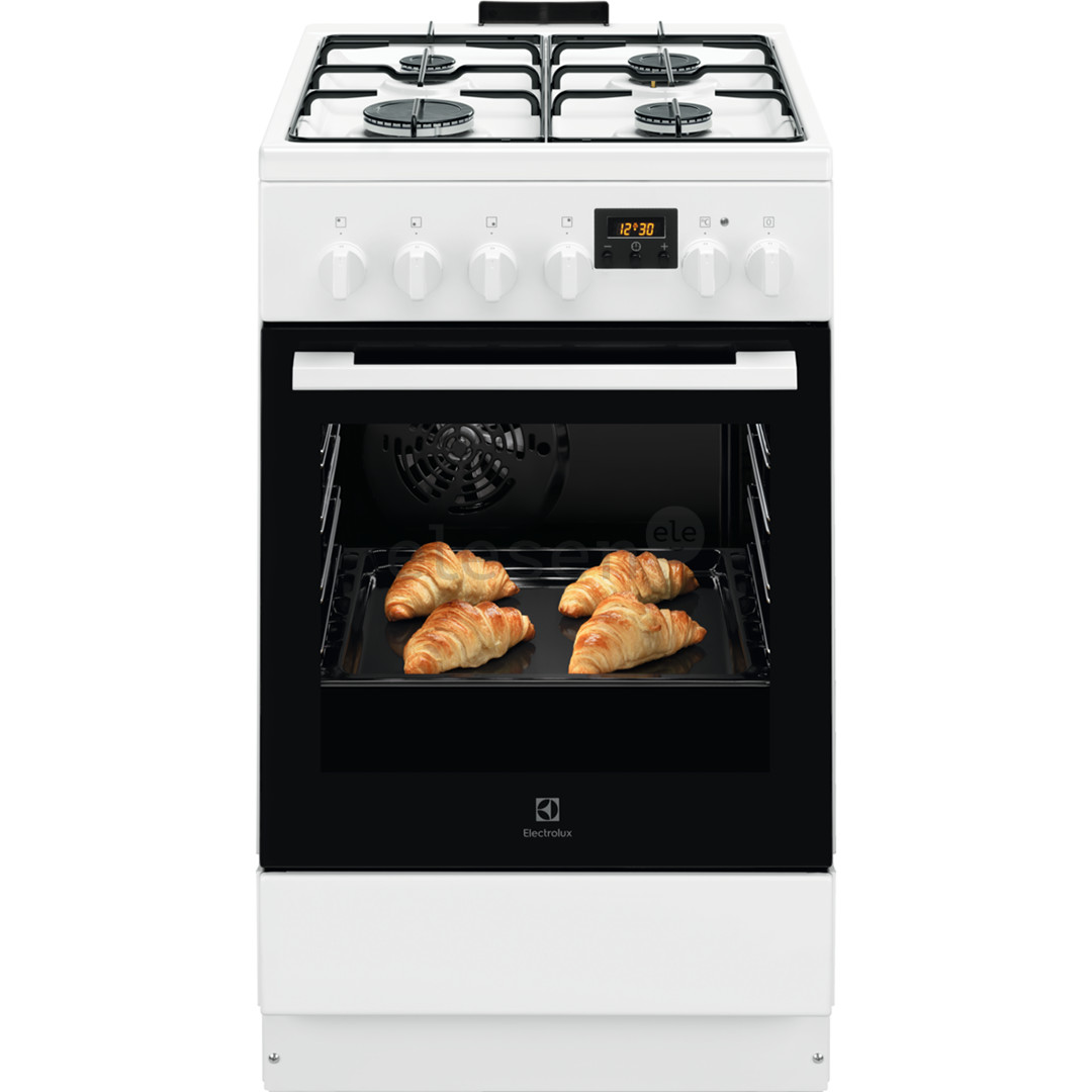 Electrolux 500 Series, 57 L, width 50 cm, white - Gas cooker with electric oven