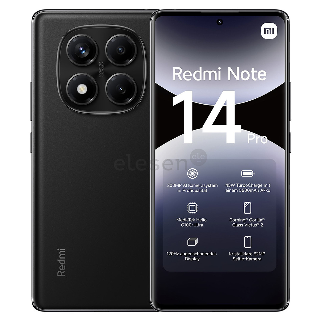 Xiaomi Redmi Note 14 Pro, 8 GB, 256 GB, midnight black - Smartphone
