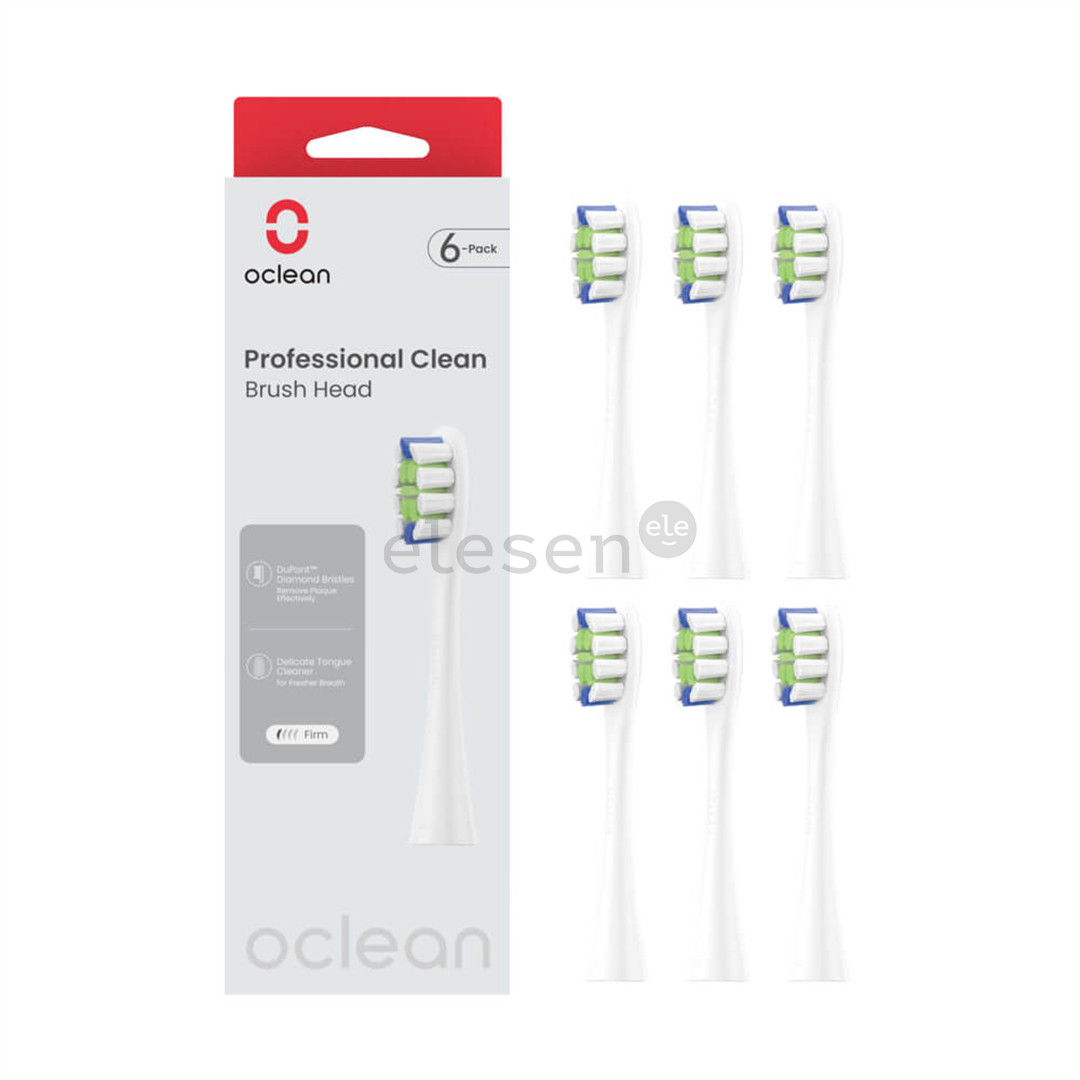 Oclean Professional Clean, 6 vnt., balti - Dantų šepetėlių antgaliai