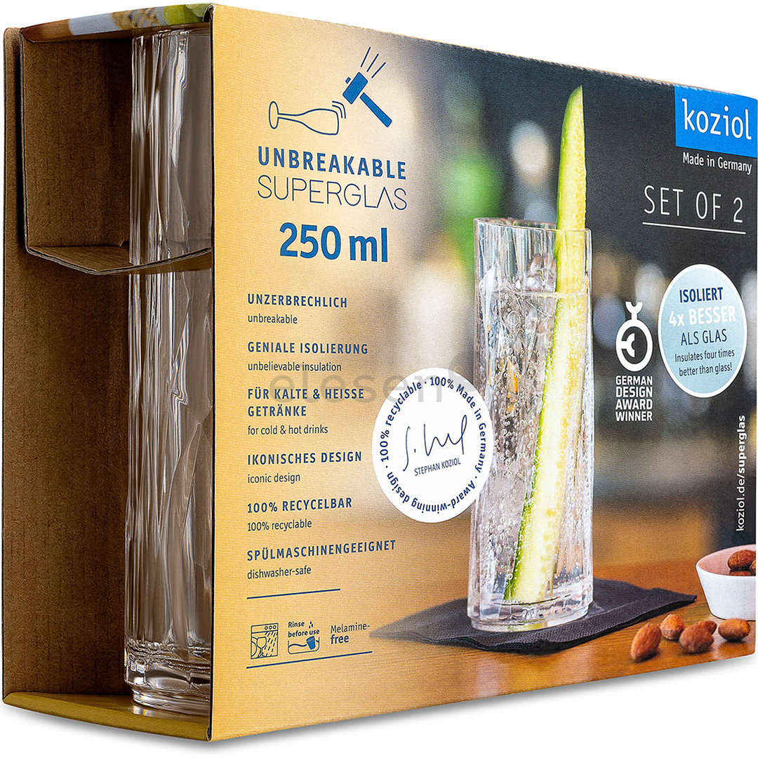 Koziol Club No. 3 Superglas, 250 ml, 2 vnt. - Stiklinės