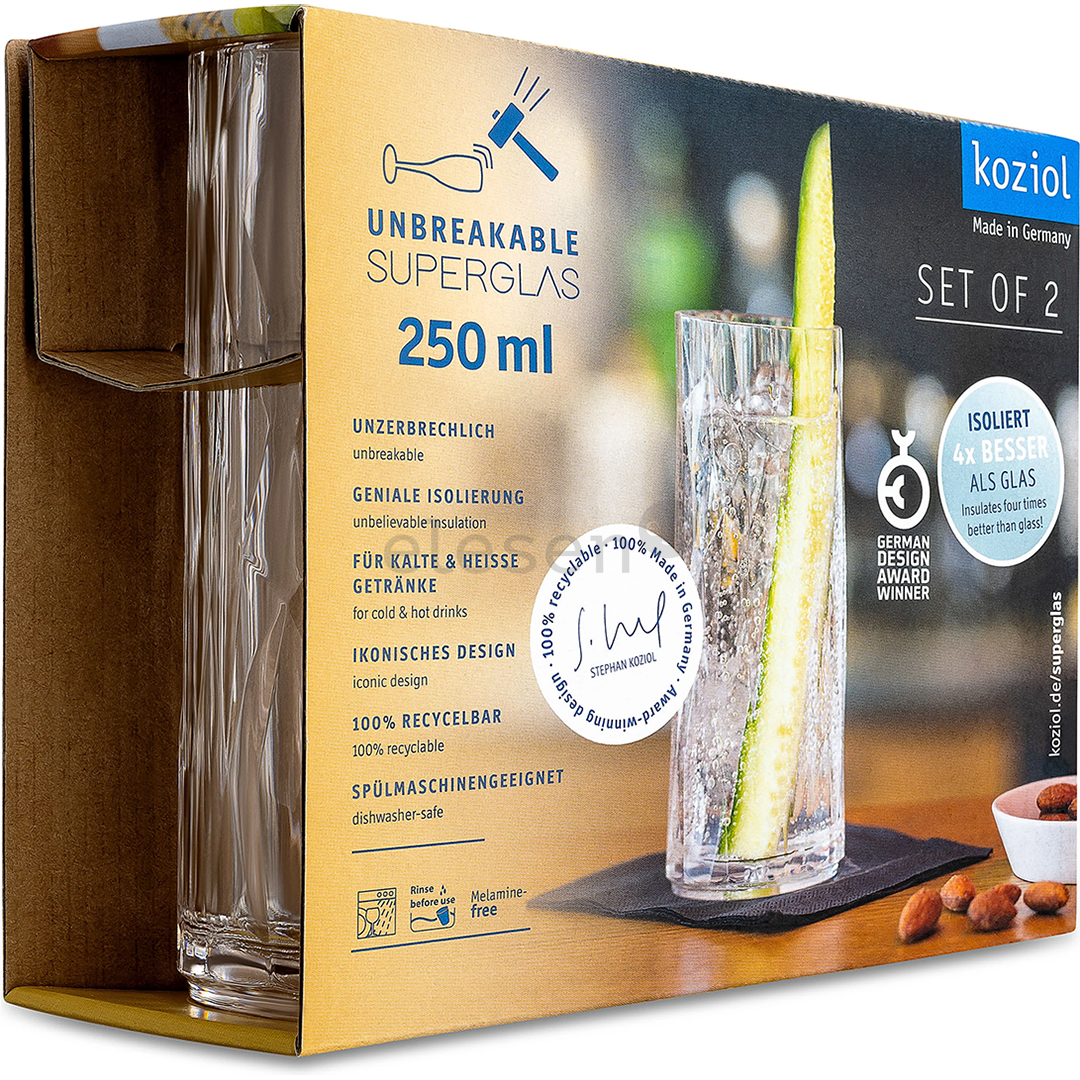 Koziol Club No. 3 Superglas, 250 ml, 2 vnt. - Stiklinės