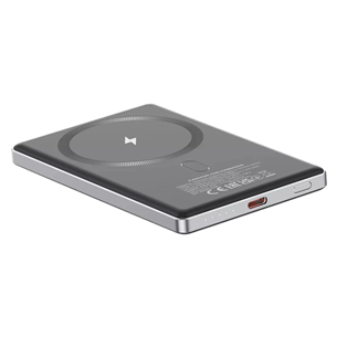 Canyon OnCharge 505 Slim Magsafe, 5000 mAh, belaidis įkrovimas, USB-C, tamsiai pilka - Išorinė baterija