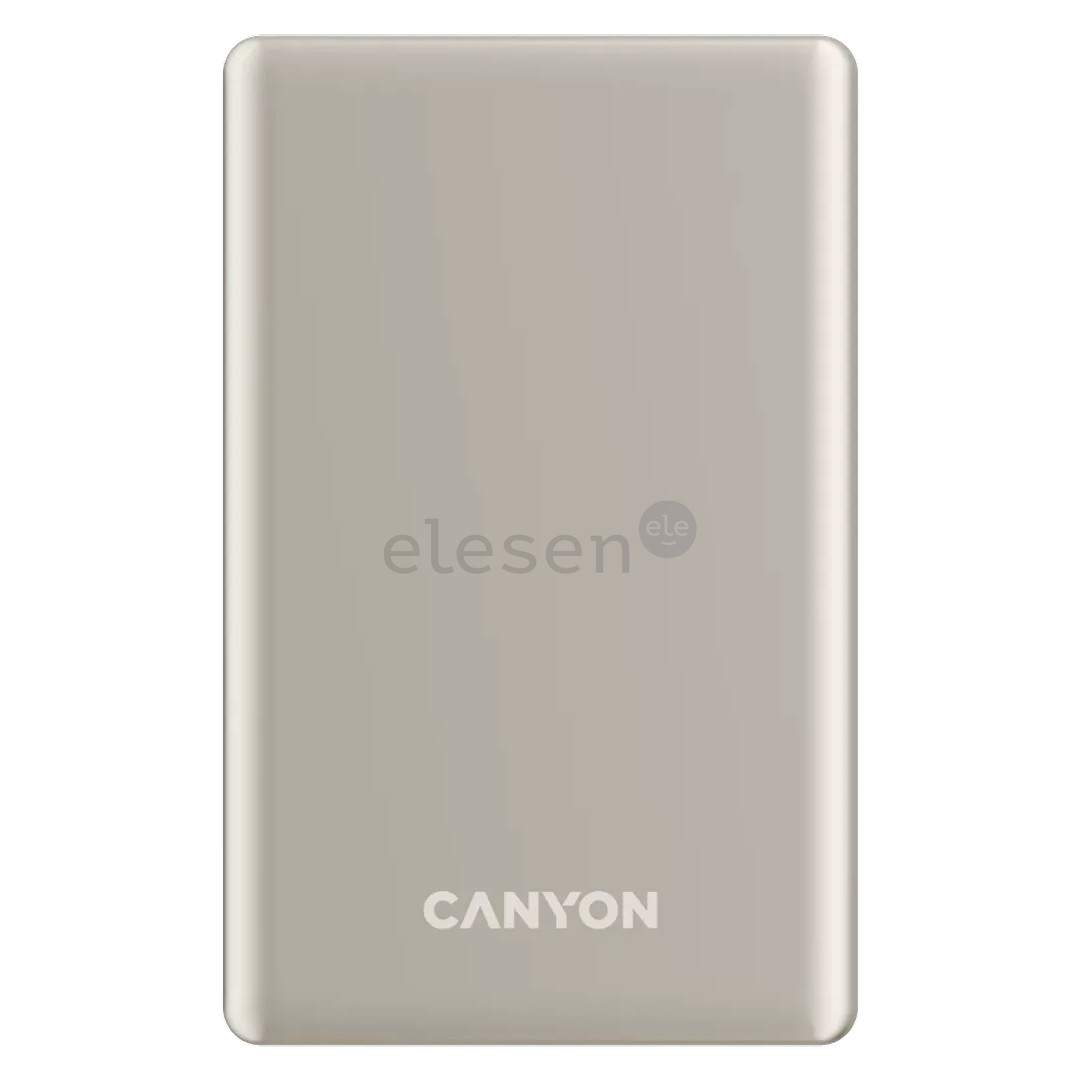 Canyon OnCharge 505 Slim Magsafe, 5000 mAh, belaidis įkrovimas, USB-C, smėlio spalvos - Išorinė baterija