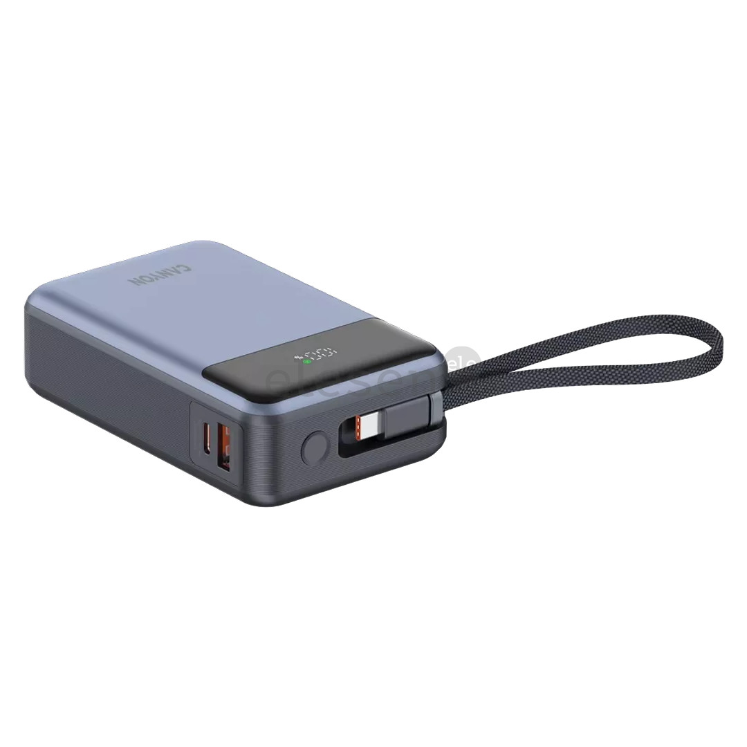 Canyon OnPower PB-600, 20000 mAh, USB-A, USB-C, juoda/sidabro spalvos - Išorinė baterija