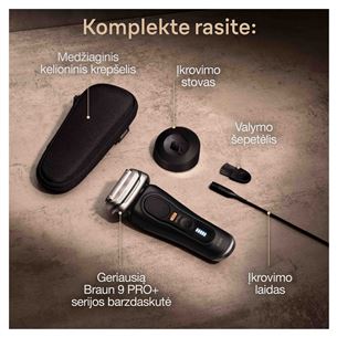 Braun Series 9 Pro, juoda - Skustimosi mašinėlė