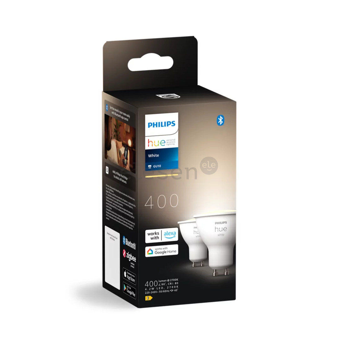 Philips Hue Smart Spotlight, soft-warm white, GU10, 2 pc - Smart light
