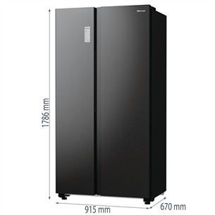 Hisense, No Frost, 550 L, height 179 cm, black - SBS-Refrigerator