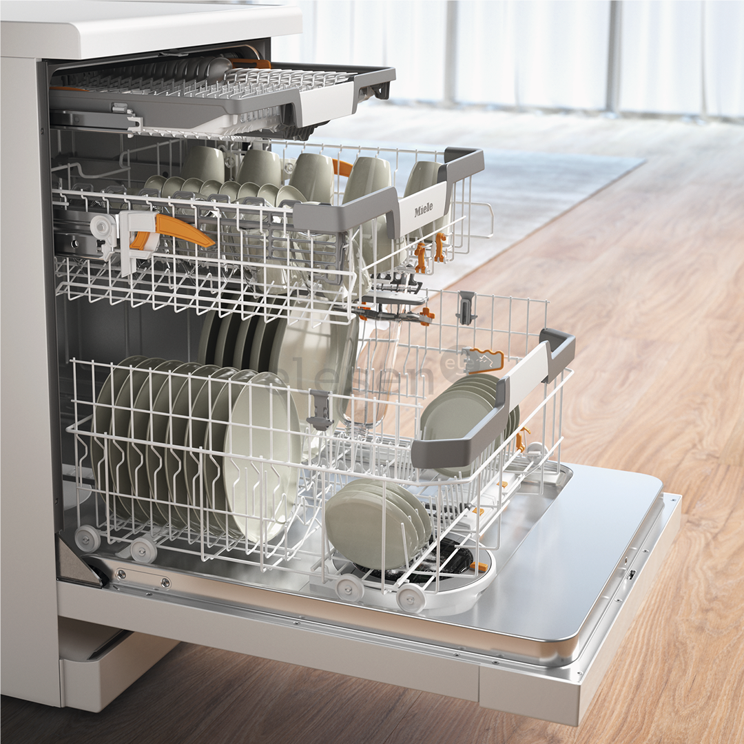 Miele AutoDos, 14 komplektų talpa, plotis 60 cm, balta- Indaplovė