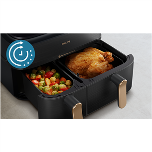 Philips 5000 Series Dual Basket, 2750 W, 9 L, juoda - Karšto oro gruzdintuvė