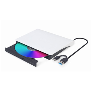Gembird DVD-USB 03, juodas/baltas - Išorinis CD/DVD įrenginys DVD-USB-03-BW
