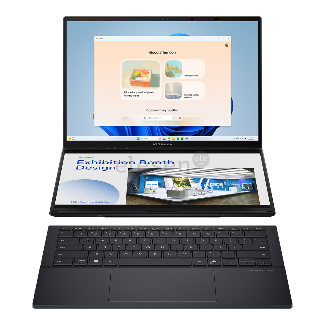 Asus Zenbook Duo OLED, 14'', 3K, OLED, 120 Hz, Ultra 9, 32 GB, 2 TB, ENG, inkwell gray - Notebook