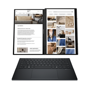 Asus Zenbook Duo OLED, 14'', 3K, OLED, 120 Hz, Ultra 9, 32 GB, 2 TB, ENG, inkwell gray - Notebook