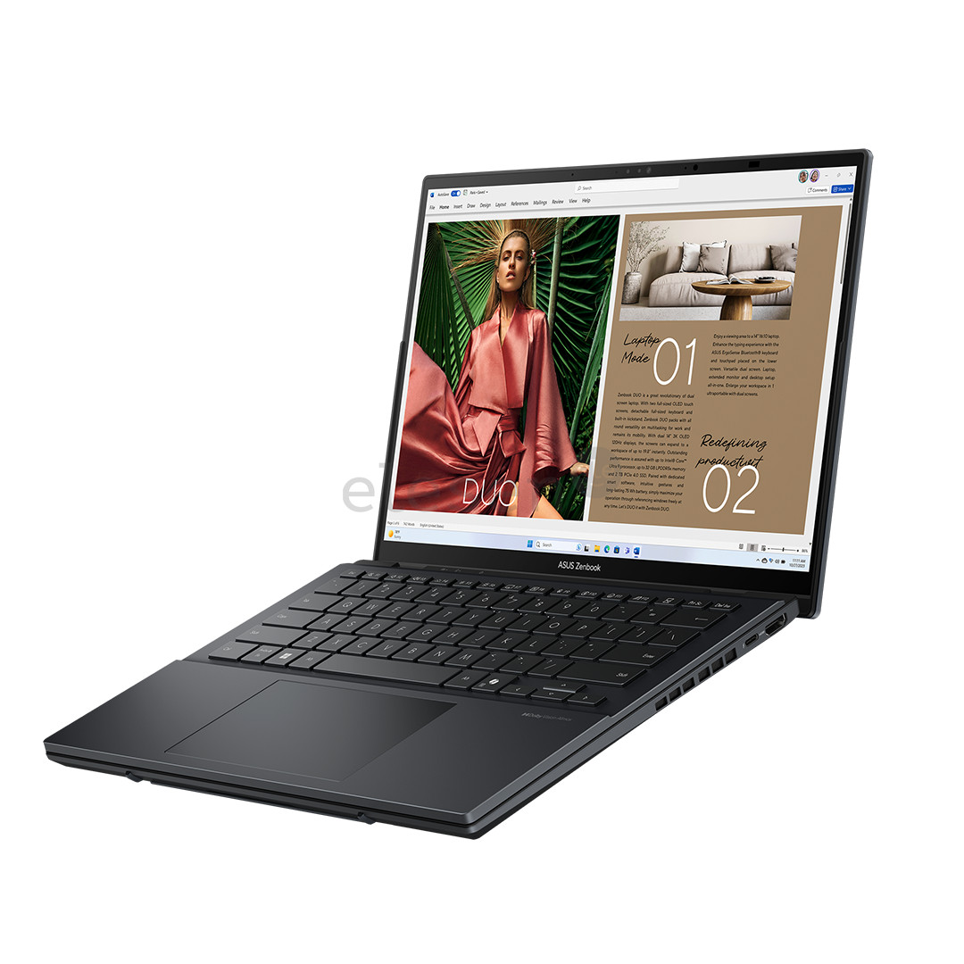Asus Zenbook Duo OLED, 14'', 3K, OLED, 120 Hz, Ultra 9, 32 GB, 2 TB, ENG, pilkas - Nešiojamasis kompiuteris