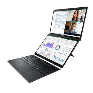 Asus Zenbook Duo OLED, 14'', 3K, OLED, 120 Hz, Ultra 9, 32 GB, 2 TB, ENG, pilkas - Nešiojamasis kompiuteris