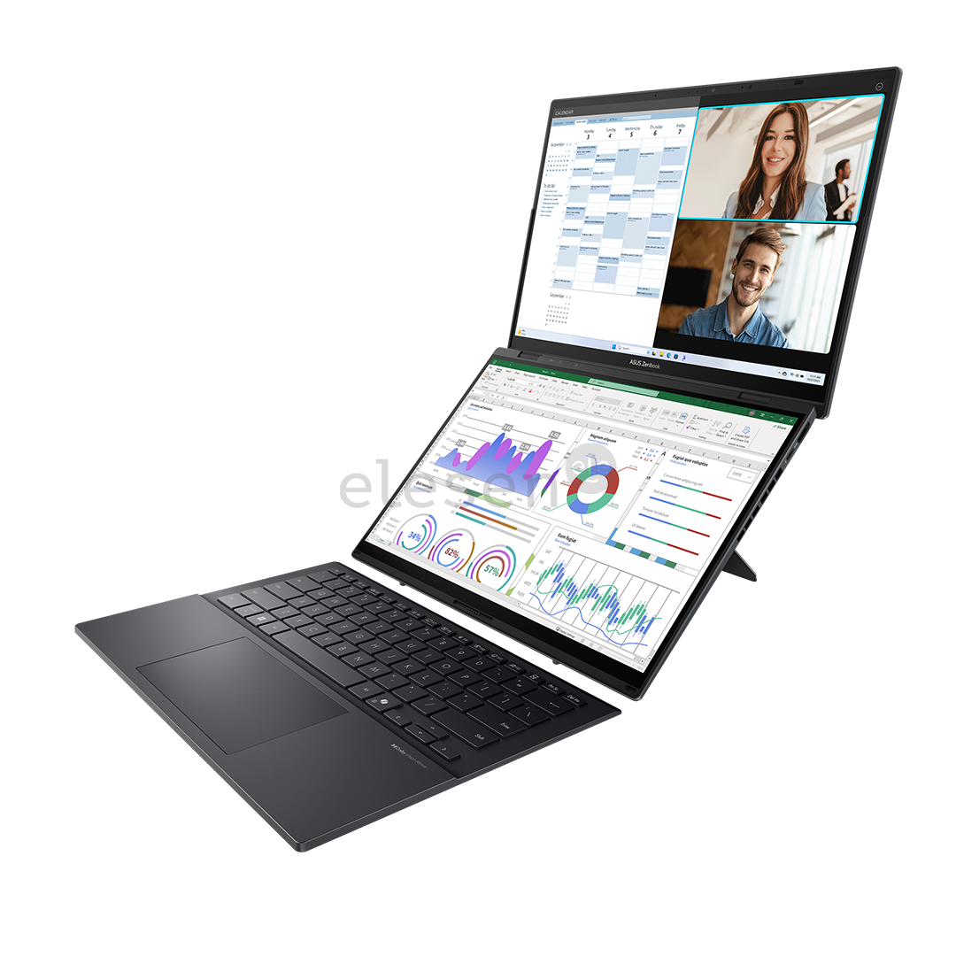 Asus Zenbook Duo OLED, 14'', 3K, OLED, 120 Hz, Ultra 9, 32 GB, 2 TB, ENG, inkwell gray - Notebook