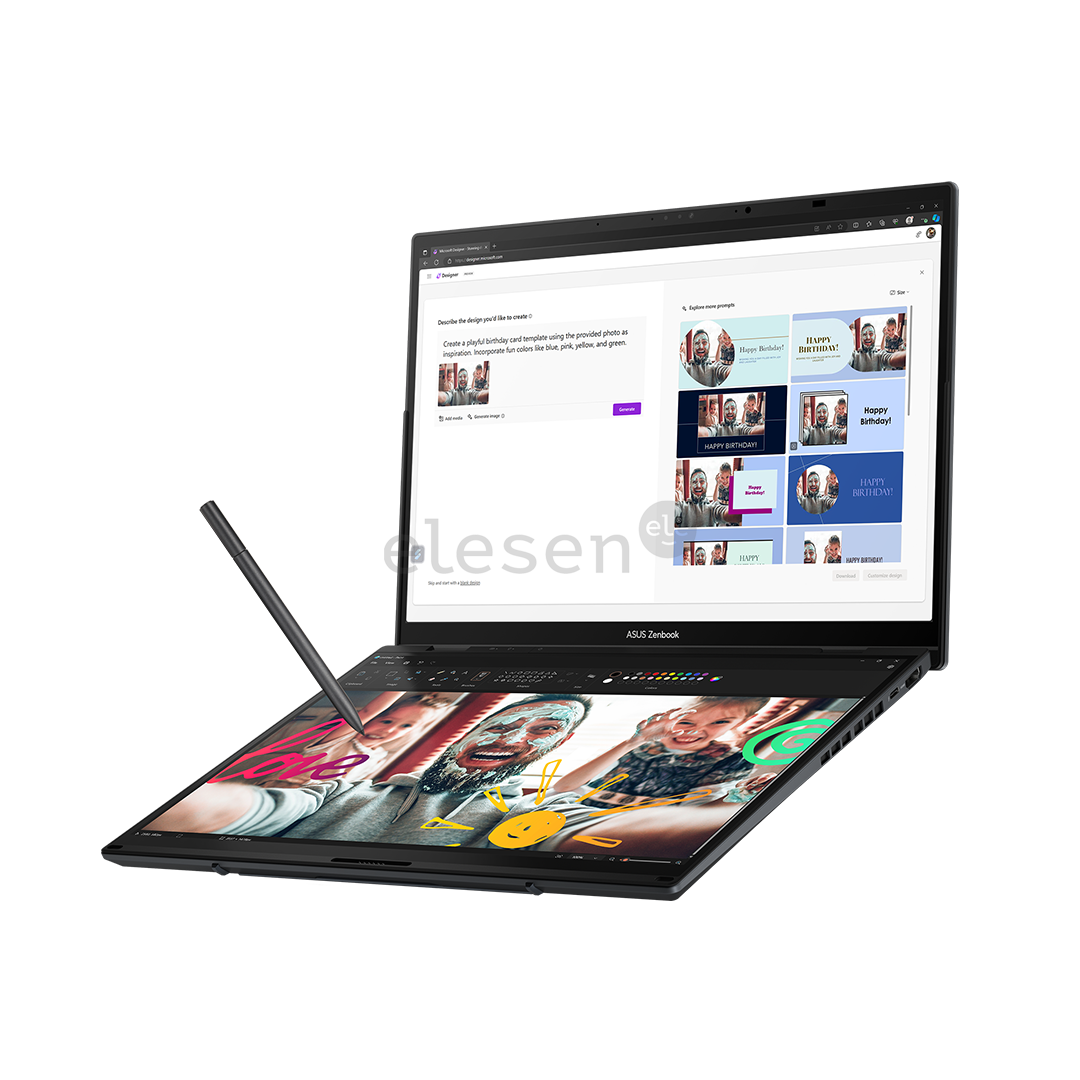 Asus Zenbook Duo OLED, 14'', 3K, OLED, 120 Hz, Ultra 9, 32 GB, 2 TB, ENG, inkwell gray - Notebook