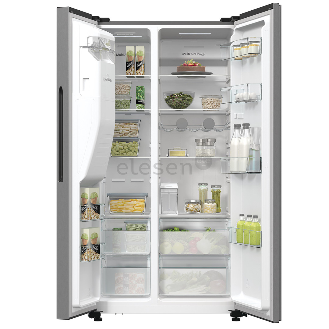 Hisense, NoFrost, 566 L, aukštis 179 cm, pilkas - SBS šaldytuvas