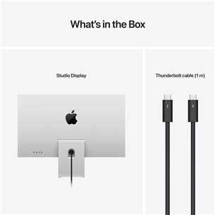 Apple Studio Display,  27", 5K, LED IPS, nano-texture glass, tilt & height adjustable stand, silver - Monitorius