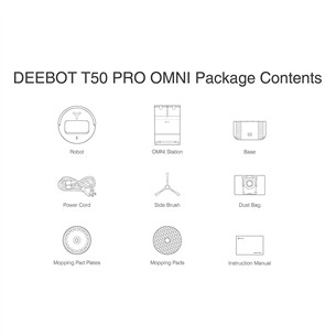 Ecovacs Deebot T50 PRO OMNI, wet & dry, baltas - Dulkių siurblys robotas