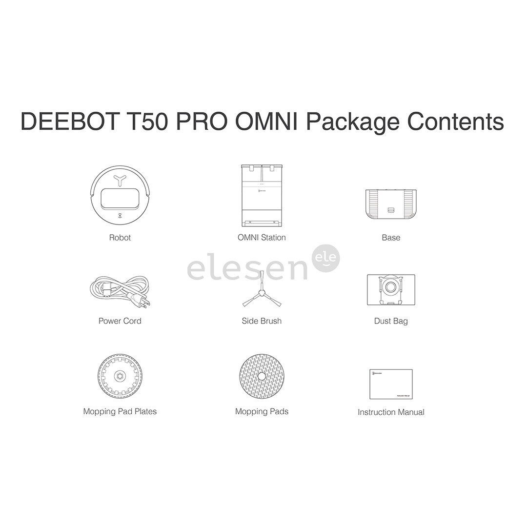 Ecovacs Deebot T50 PRO OMNI, wet & dry, baltas - Dulkių siurblys robotas