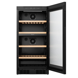 Hisense, 108 butelių talpa, aukštis 127 cm, juodas - Vyno šaldytuvas