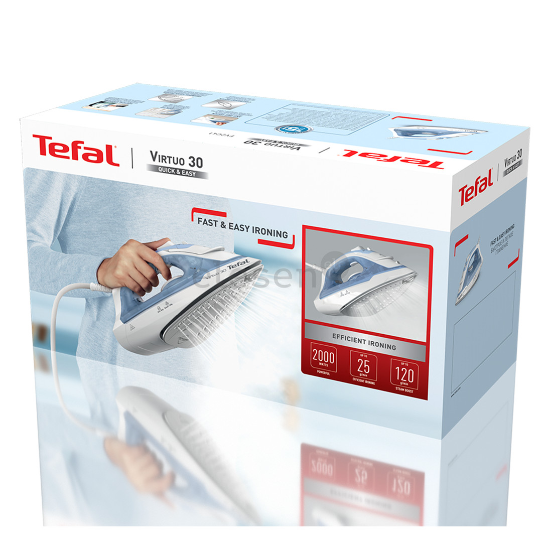 Tefal Virtuo 30, 2000 W, mėlynas - Garų lygintuvas